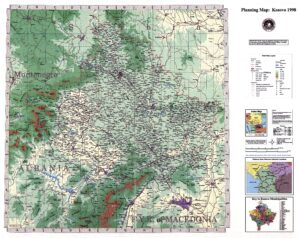 Carte topographique du Kosovo.