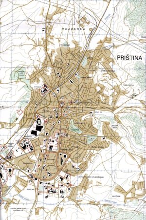Carte de Pristina, capitale et plus grande ville du Kosovo