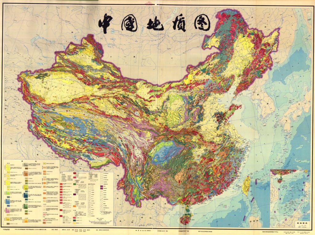 carte géologique de la Chine de 1989.