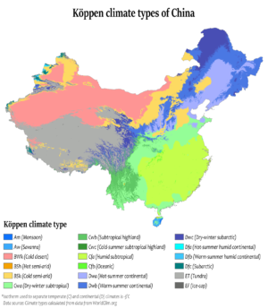 Carte climatique de la Chine