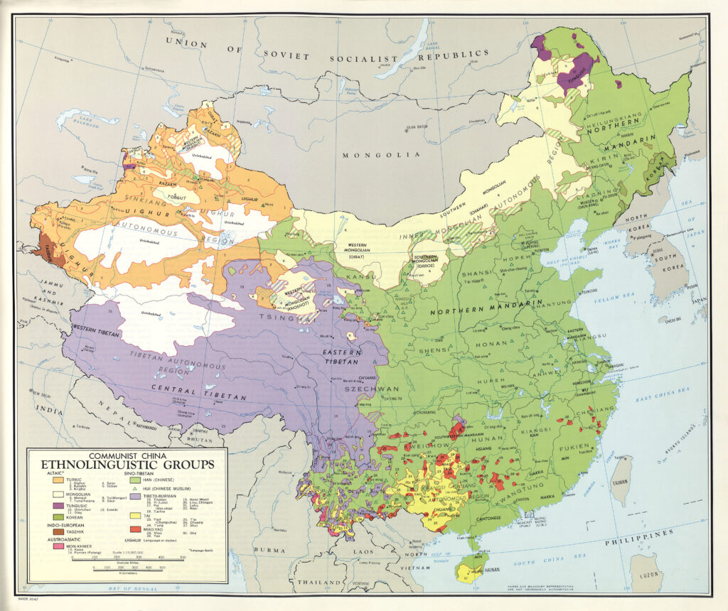 Carte des groupes ethnolinguistiques chinois 1967.