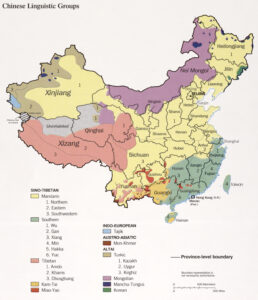 Carte linguistique de la Chine.