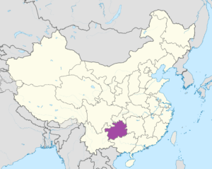 Carte de localisation du Guizhou en Chine.