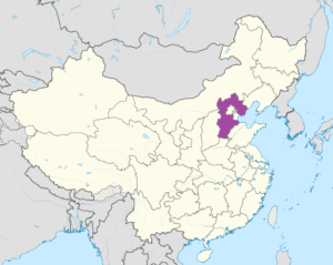 Carte de localisation du Hebei en Chine.