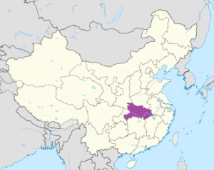 Carte de localisation du Hubei en Chine.