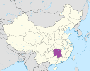 Carte de localisation du Hunan en Chine.