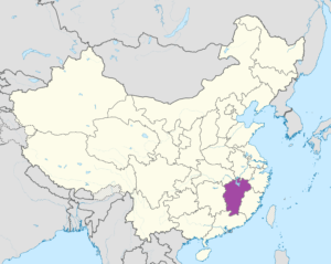 Carte de localisation du Jiangxi en Chine.