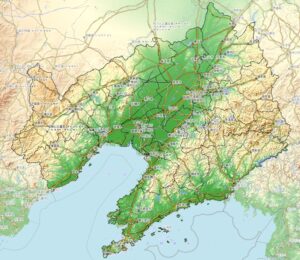 Carte du relief du Liaoning.