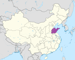 Carte de localisation du Shandong en Chine.