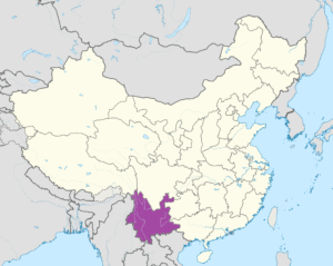 Carte de localisation du Yunnan en Chine.