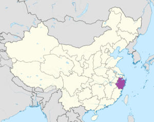 Carte de localisation du Zhejiang en Chine.