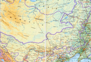 Carte physique de la Mongolie-Intérieure, Chine.