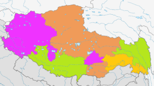 Carte vierge colorée du Tibet.