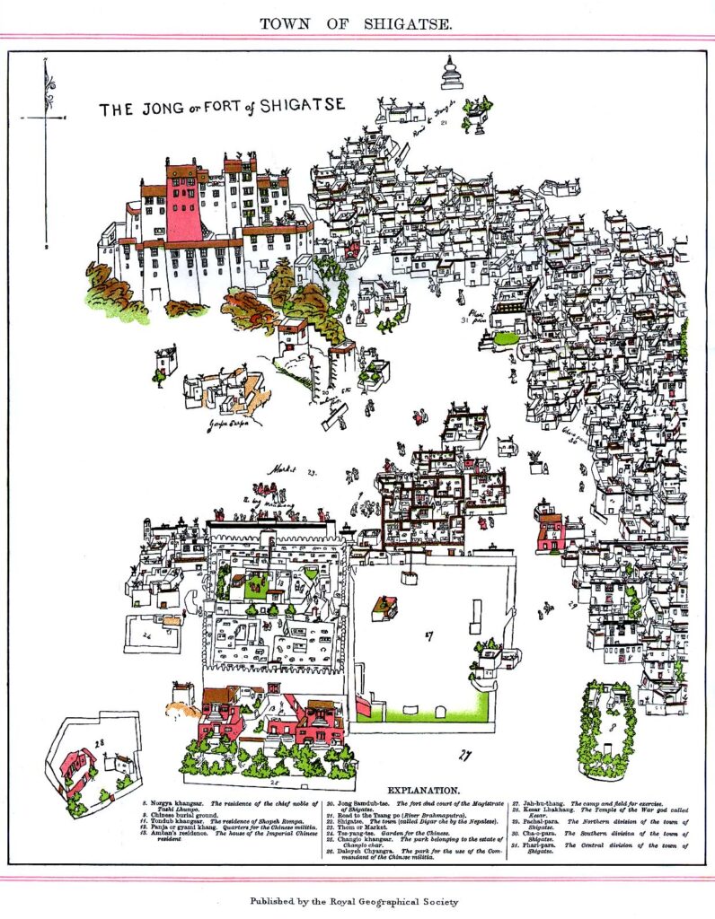 Plan du dzong de Shigatsé, Tibet