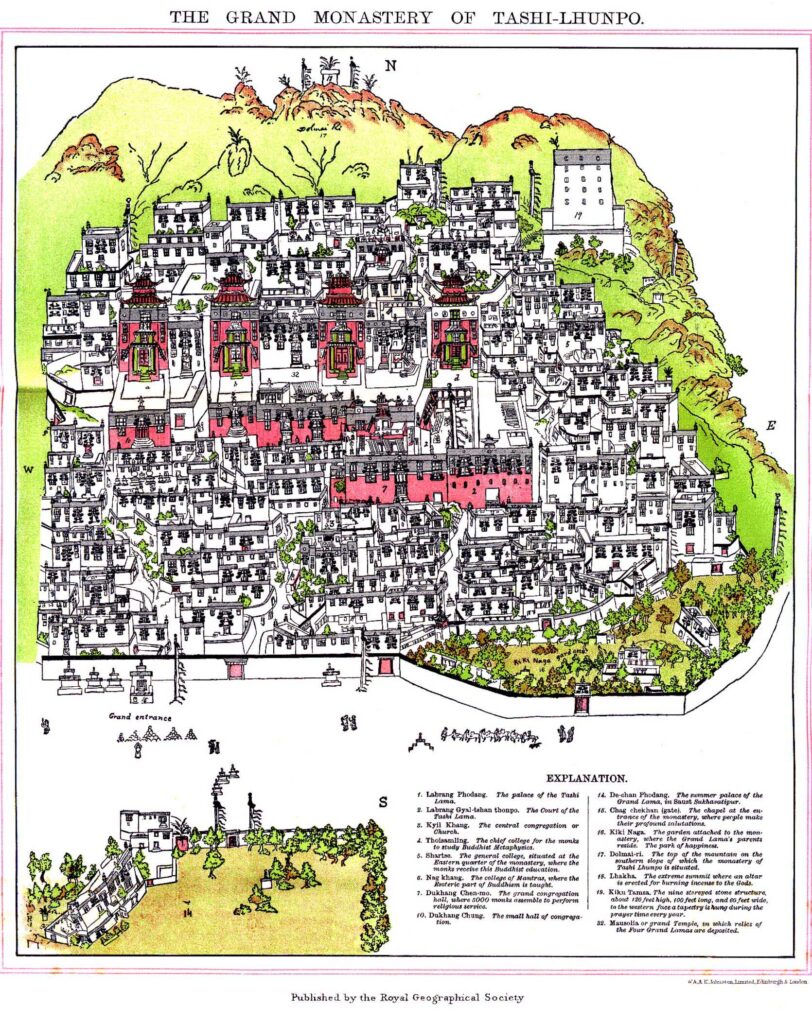 Plan du monastère de Tashilhunpo, Tibet