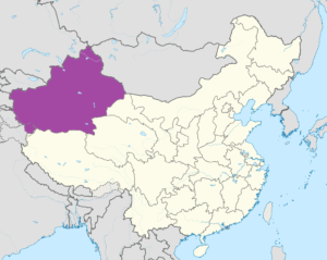 Carte de localisation du Xinjiang en Chine.