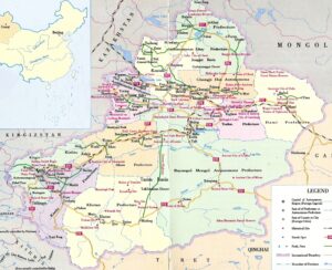 Carte du Xinjiang, Chine