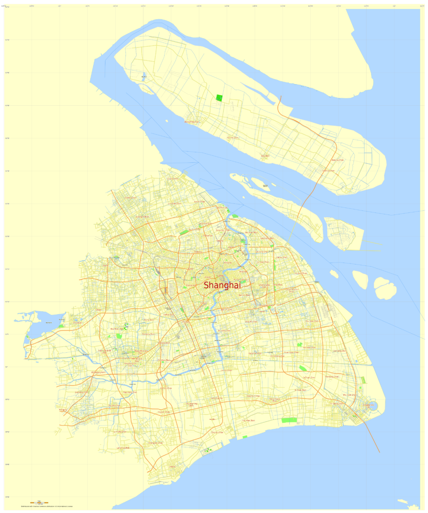 Carte de la municipalité de Shanghai.