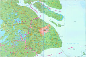 Carte physique de la municipalité de Shanghai.