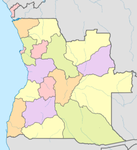Carte vierge colorée de l'Angola.