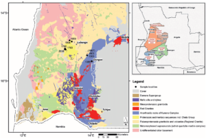 Carte géologique du sud-ouest de l'Angola.