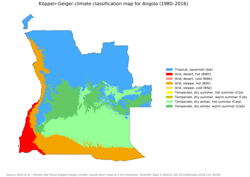 Carte climatique de l'Angola.