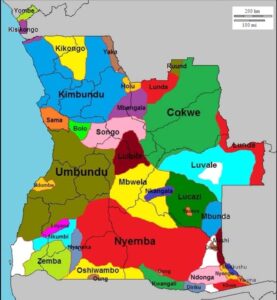 Carte linguistique de l'Angola.