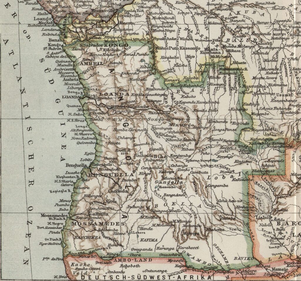 Carte de l'Angola circa 1902-1908