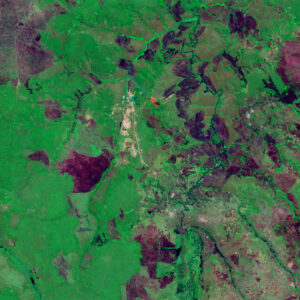 Image satellite de la mine de diamant de Catoca.