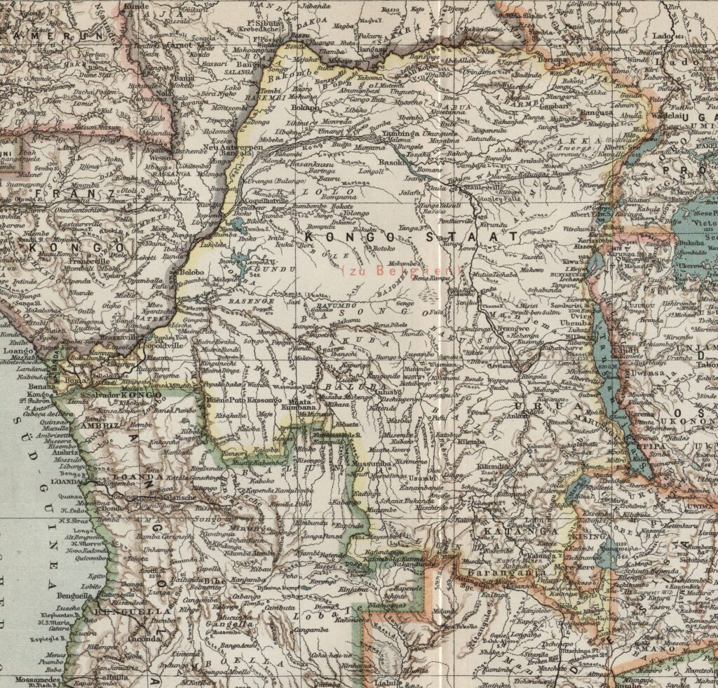 Carte de l'État indépendant du Congo circa 1902-1908