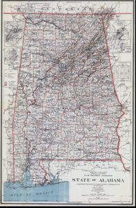 Carte administrative de l'État de l'Alabama 1915.