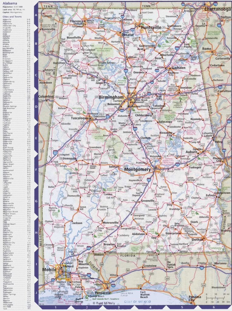 Carte de l'Alabama.