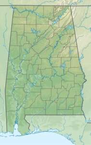 Carte physique vierge de l'État de l'Alabama.