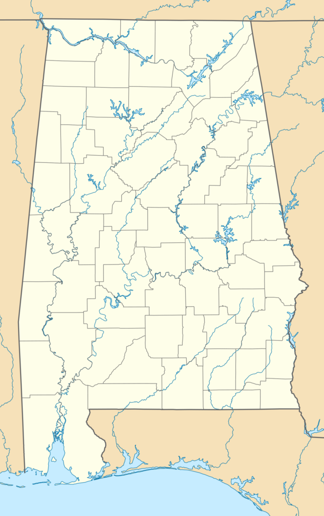 Carte vierge de l'État de l'Alabama.