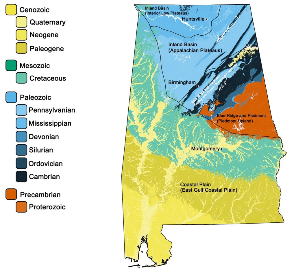 Carte géologique de l'Alabama