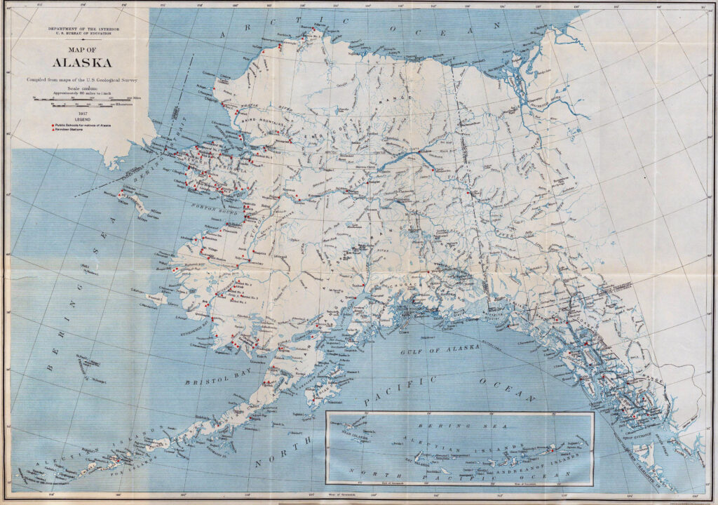 Carte de l'État de l'Alaska de 1917.