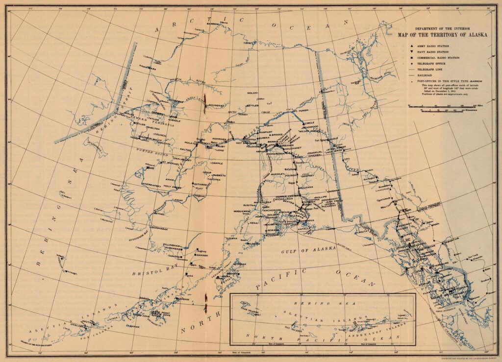 Carte du territoire de l'Alaska 1915