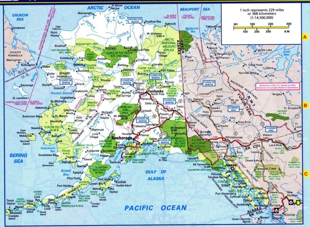 Carte routière de l'Alaska