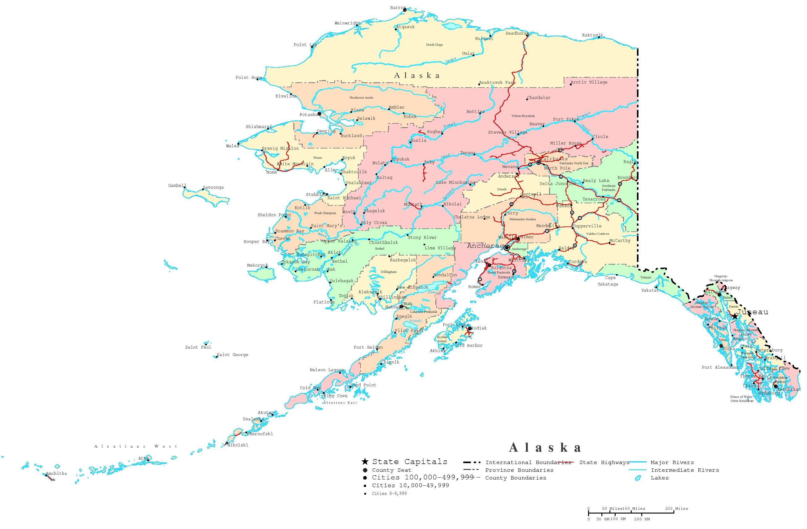Carte politique de l’Alaska