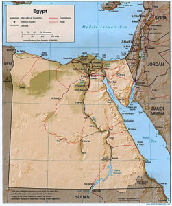 Carte en relief ombré de l'Égypte.