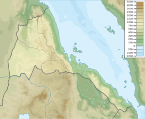 Carte physique vierge de l'Érythrée.