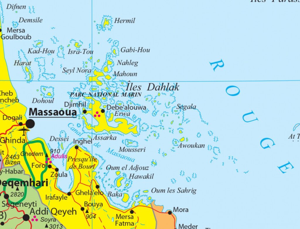Carte de l'archipel des Dahlak.