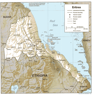 Carte physique de l’Érythrée