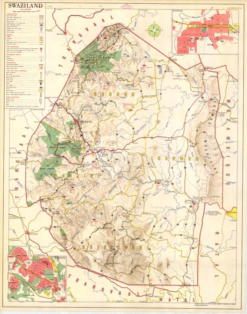 Carte du Swaziland de 1966.