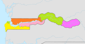 Carte vierge colorée de la Gambie.