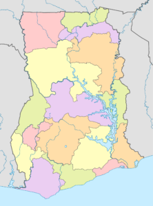 Carte vierge colorée du Ghana.