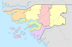 Carte vierge colorée de la Guinée-Bissau.