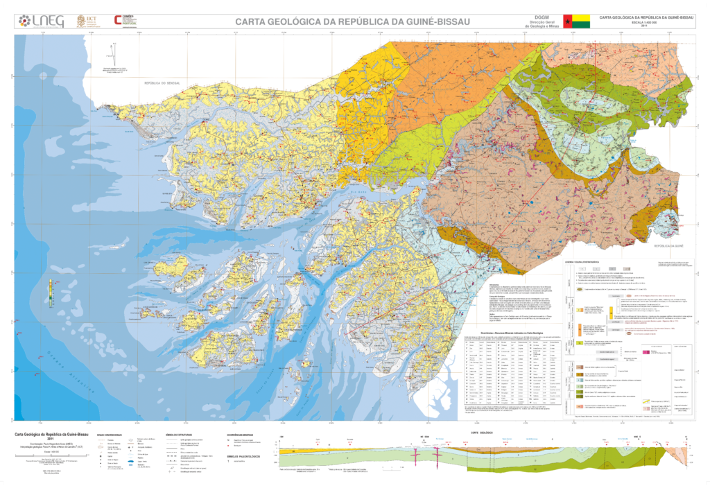 Carte géologique de la Guinée-Bissau.