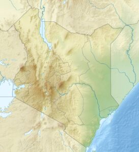 Carte physique vierge du Kenya.