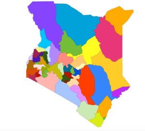 Carte vierge colorée du Kenya.